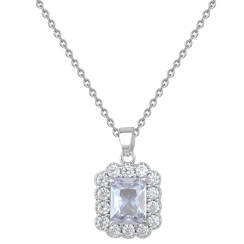 Women's Square Pendant Choker Necklace | Stainless Steel & Zircon Pendant Choker Necklace Nixie