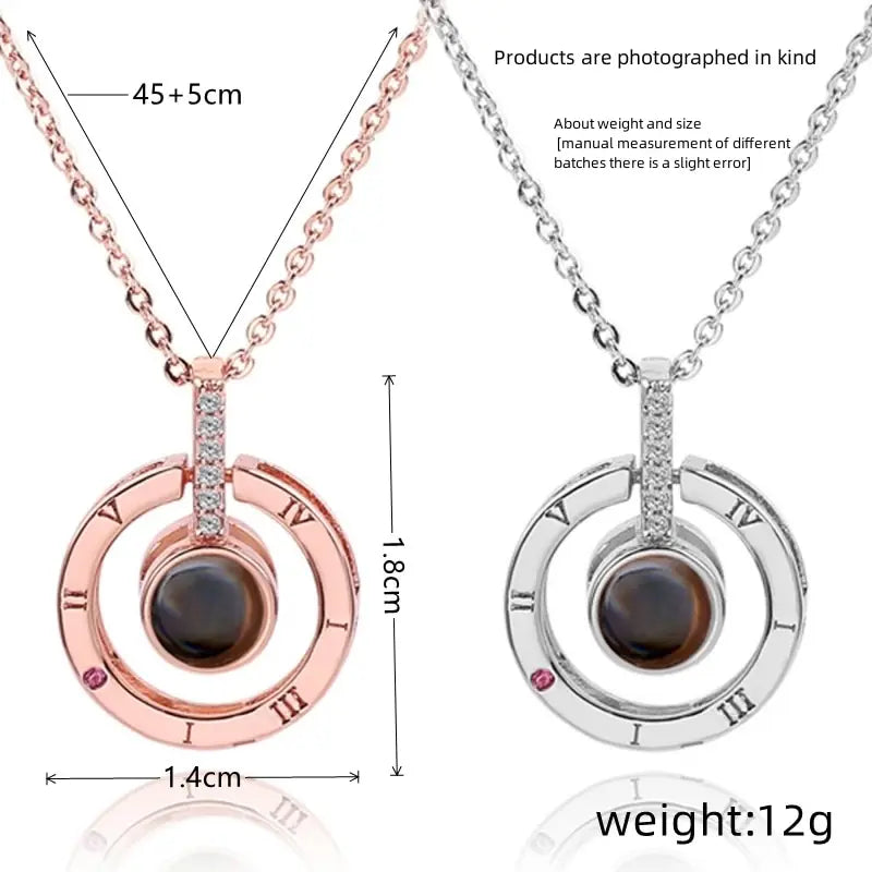 2pcs I Love You 100 Languages Projection Pendant Necklace Set Pendant Necklace Set Nixie