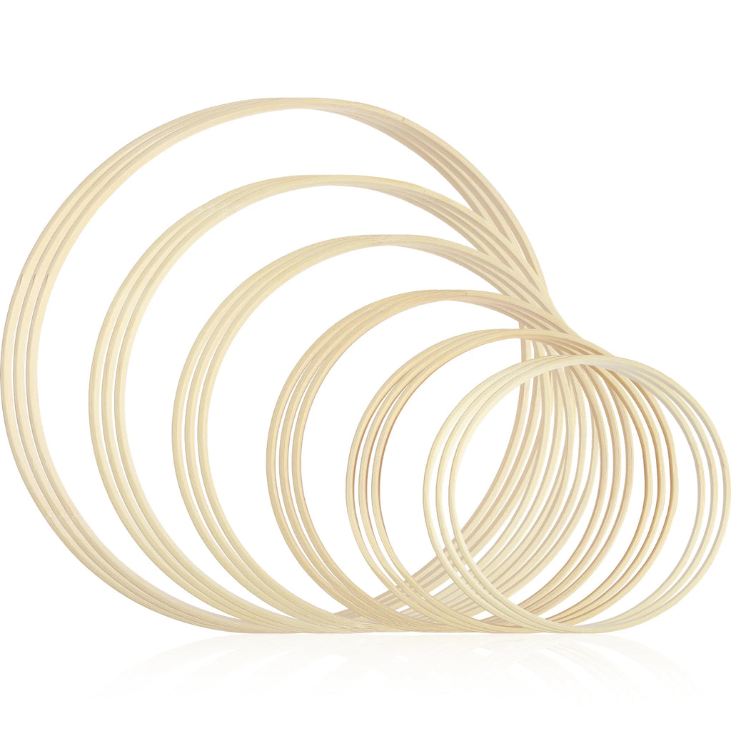 Bamboo Wooden Wreath Rings DIY Floral Hoops 10/18Pcs Craft Set Craft Embroidery Hoops Nixie 18Pcs
