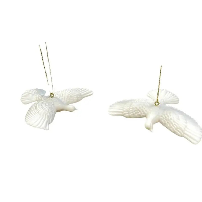 Lifelike Resin Hanging Dove Ornaments – 1 or 2 Pack Decor Hanging Bird Ornament Nixie