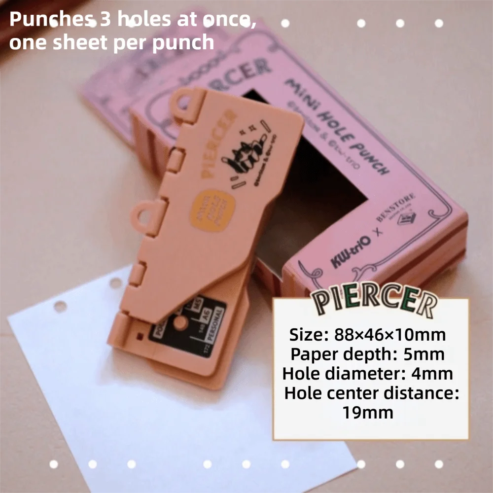 Retro Mini 3-Hole Punch Portable Card Punch M5 A7 A6 Mini Hole Punch Nixie