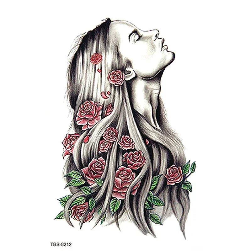 Realistic Rose Temporary Tattoo Sticker – Waterproof Floral Art Temporary Tattoo Sticker Nixie