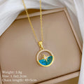 Women's Gold Starburst Pendant Clavicle Necklace – Stainless Steel