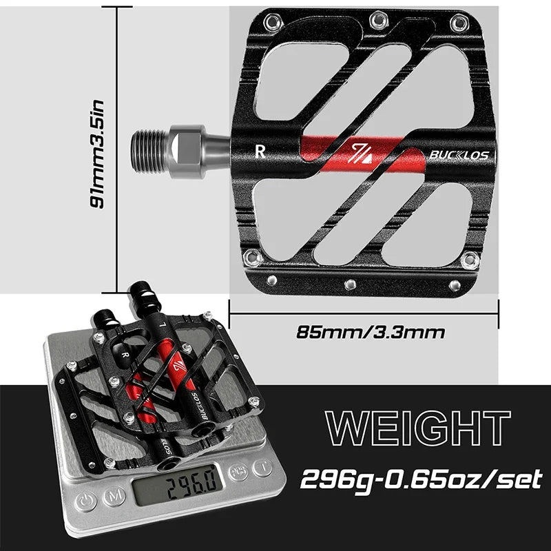 BUCKLOS Ultralight MTB Flat Pedals – 3 Sealed Bearings Flat Bike Pedals Nixie