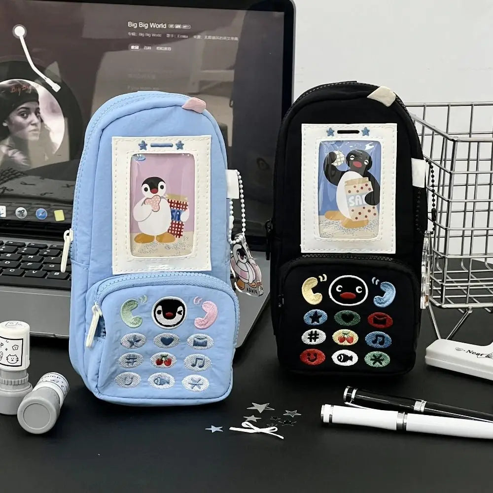 Penguin Canvas Pencil Case Large Capacity Pen Bag | Kawaii Canvas Pencil Case Nixie