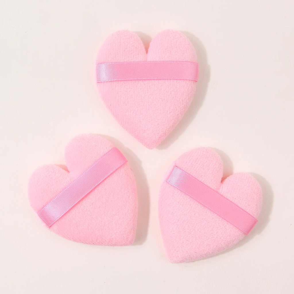 Heart Shaped Plush Makeup Puff with Strap – Set of 3 | Nixie Makeup Powder Puff Nixie