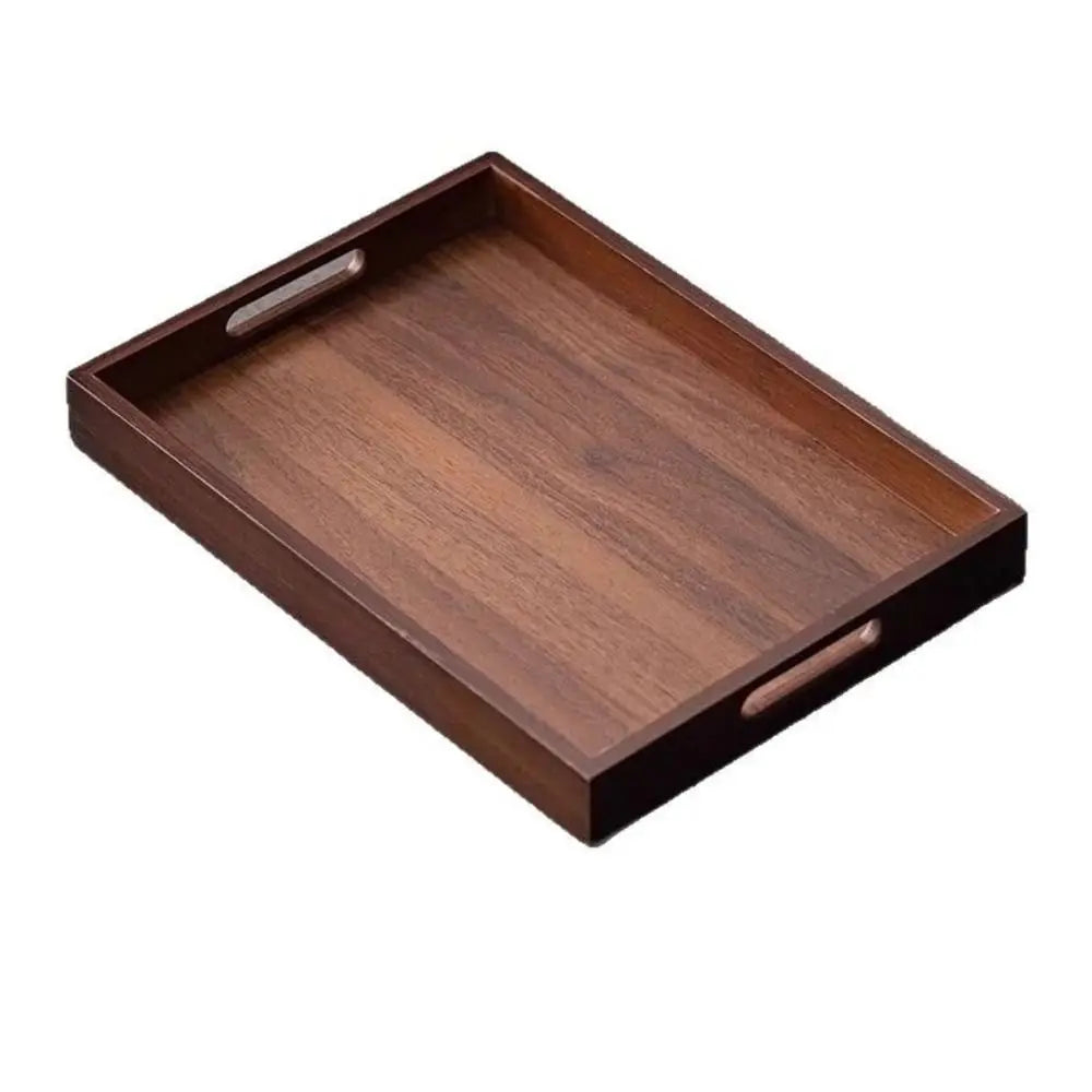 Rectangular Bamboo Serving Tray with Handles – Walnut Color