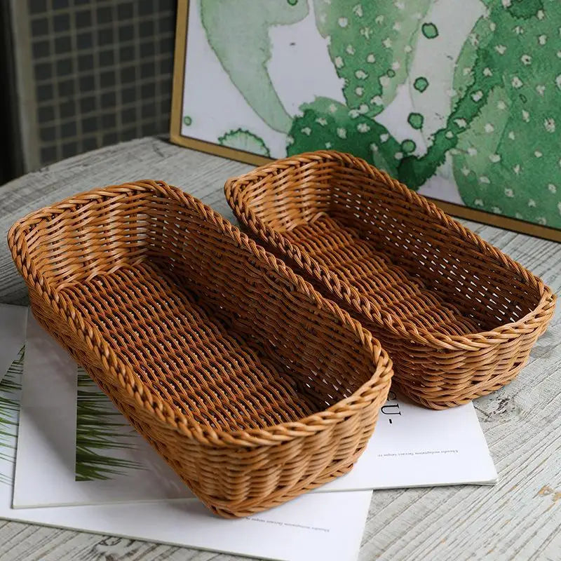 Imitation Rattan Woven Storage Basket – Waterproof Organizer Woven Storage Basket Nixie
