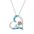Women's Simulated Opal Rose Flower Heart Pendant Necklace Pendant Necklace Nixie Blue