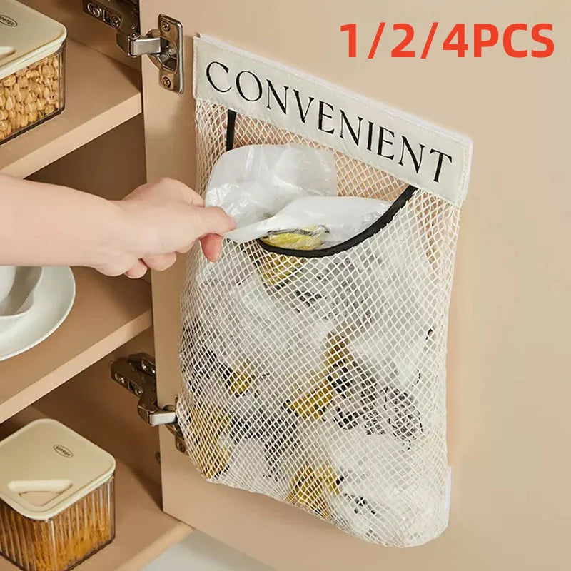Wall Mount Mesh Bag Organizer – Grocery & Trash Bag Holder Bag Storage Organizer Nixie
