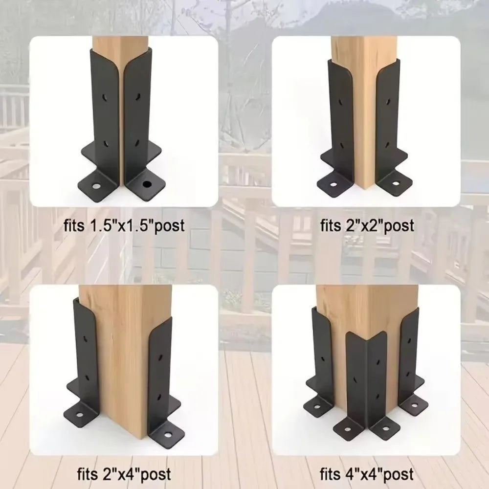 2pcs Heavy-Duty Adjustable Deck Post Anchor Corner Brackets