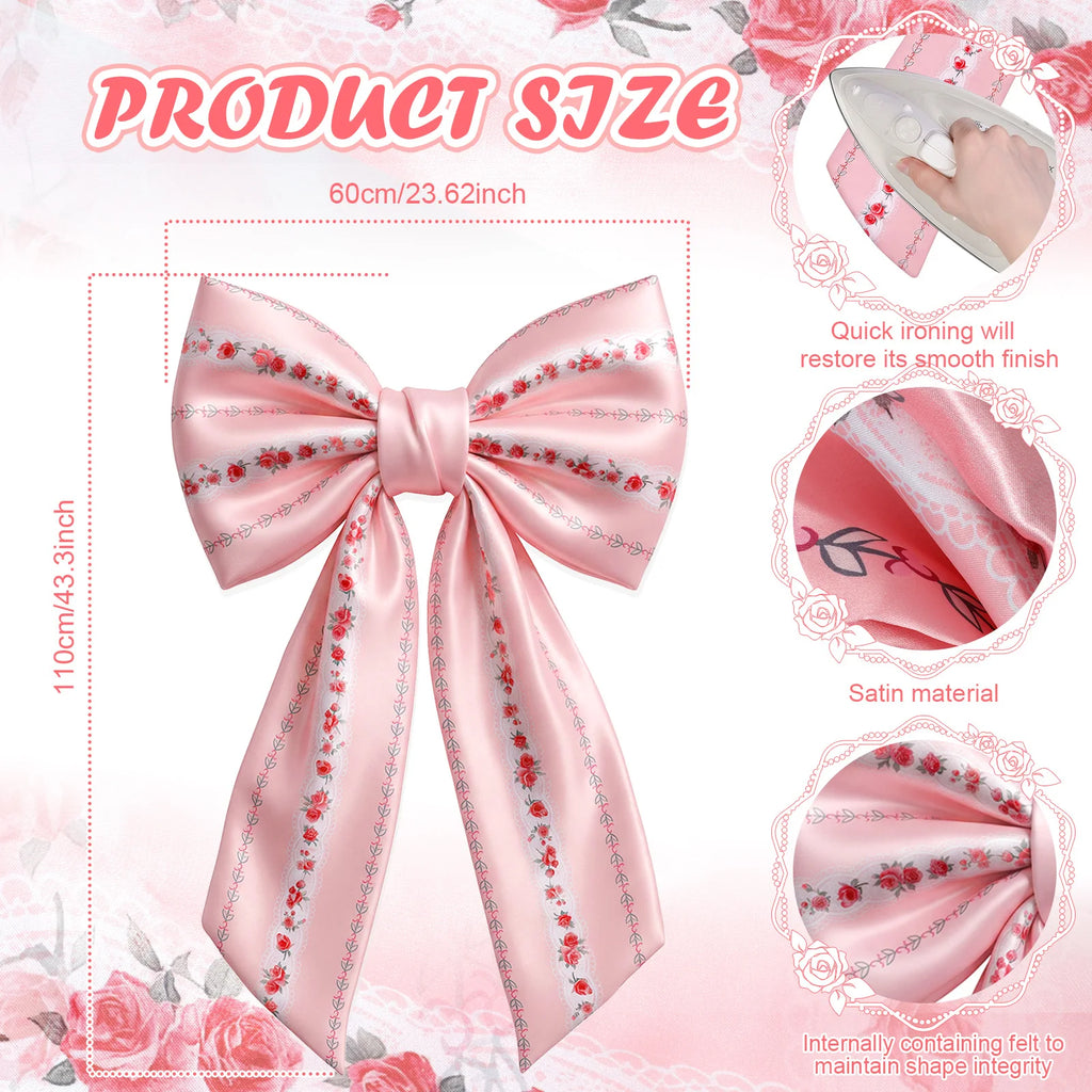 Large Pink Floral Bow Decoration – Party & Christmas Tree Topper Party Bow Decoration Nixie 1PC Style A