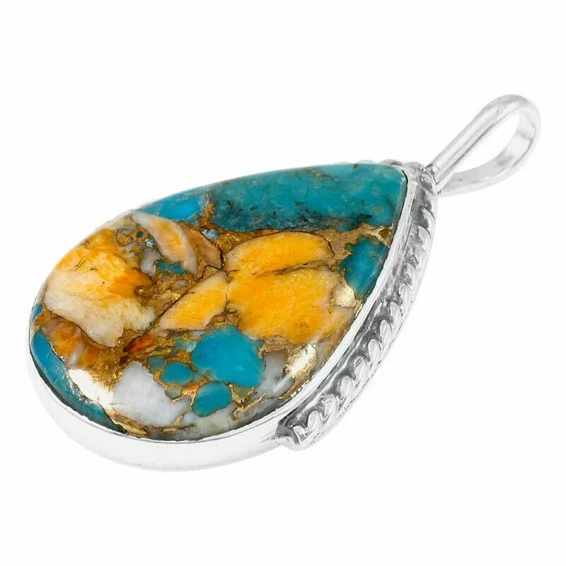 Vintage Antique Silver Turquoise Drop Pendant Necklace Pendant Necklace Nixie