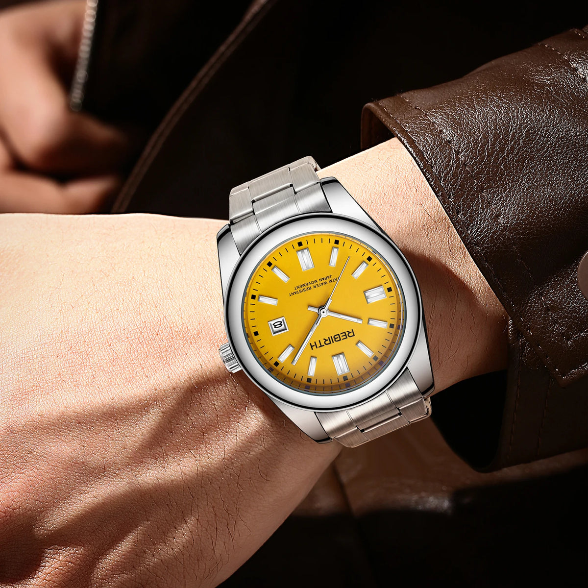 REBIRTH Quartz Watch – Stainless Steel, Auto Date, Elegant Quartz Wristwatch Nixie