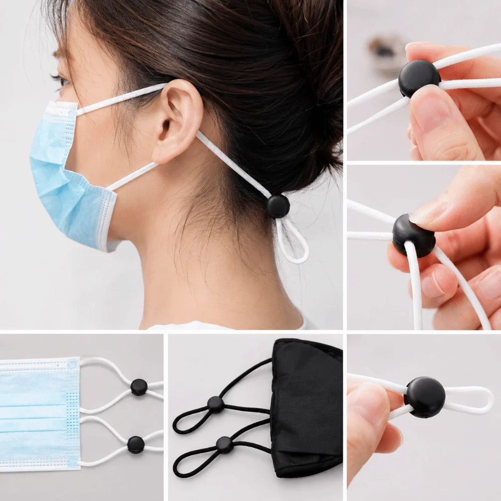 400Pcs Plastic Cord Locks Single Hole Toggle Buckle Clips Black White