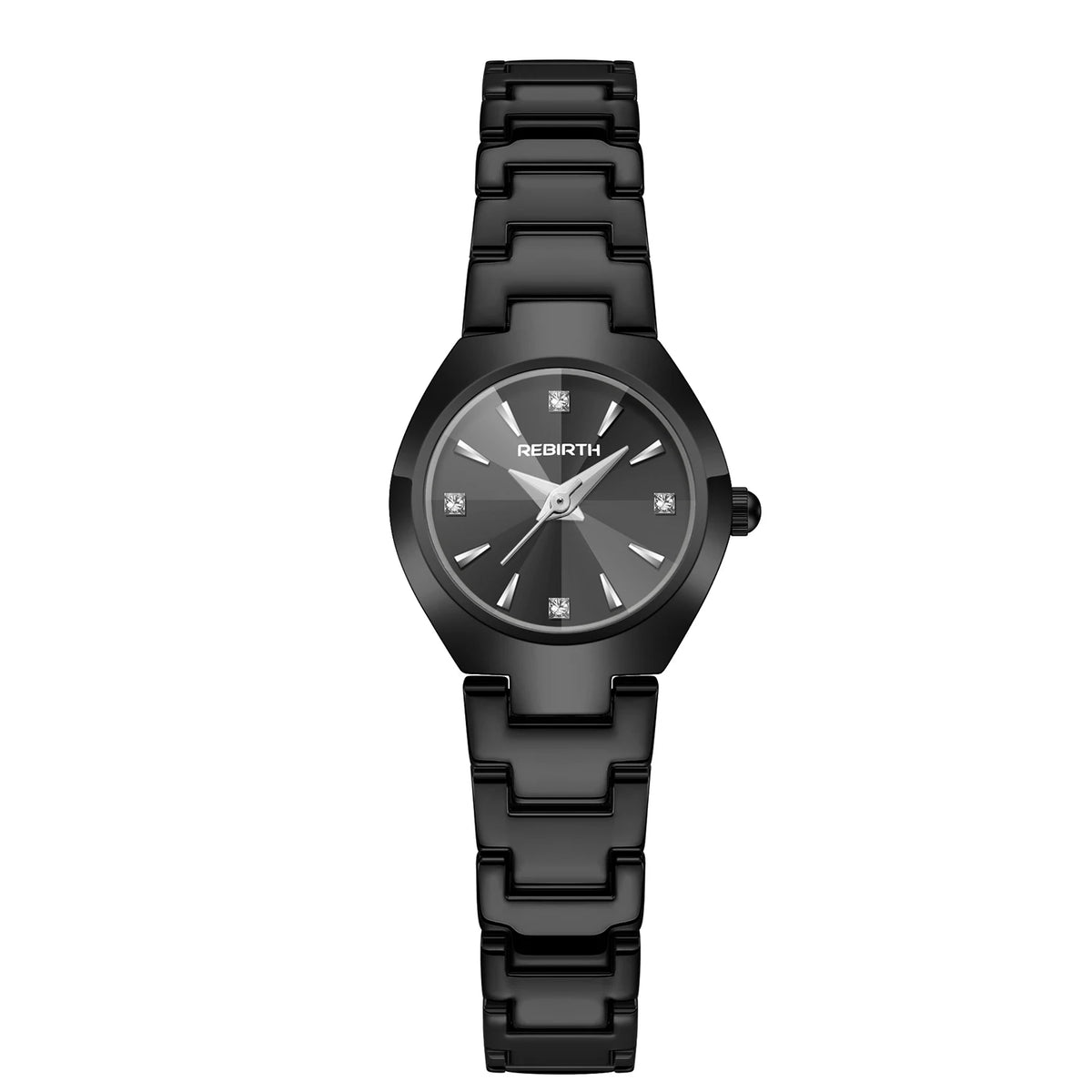 REBIRTH Women's Polygonal Dial Quartz Watch – Elegant Style Women's Quartz Watch Nixie black