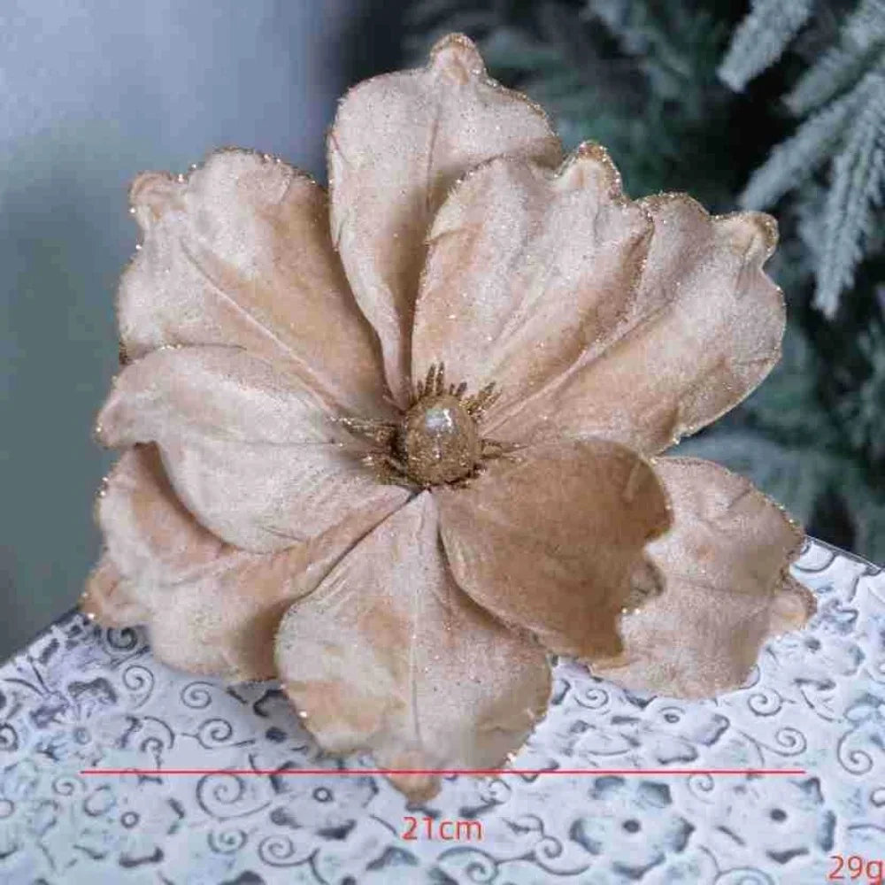 Artificial Poinsettia Glitter Flower 21cm Christmas Decoration Christmas Tree Ornament Nixie