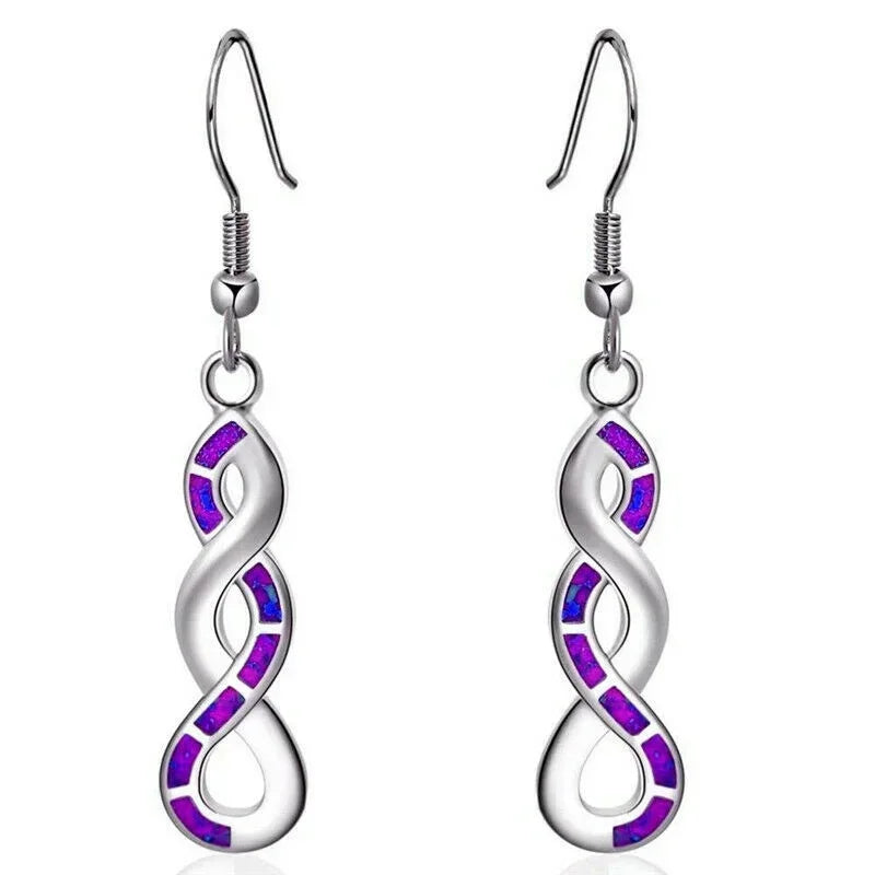 Silver-Plated Red Simulated Opal Drop Hook Earrings Drop Hook Earrings Nixie