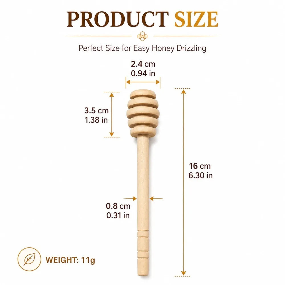 Wooden Honey Dipper Stirrer Long Handle Spoon – Set of 2
