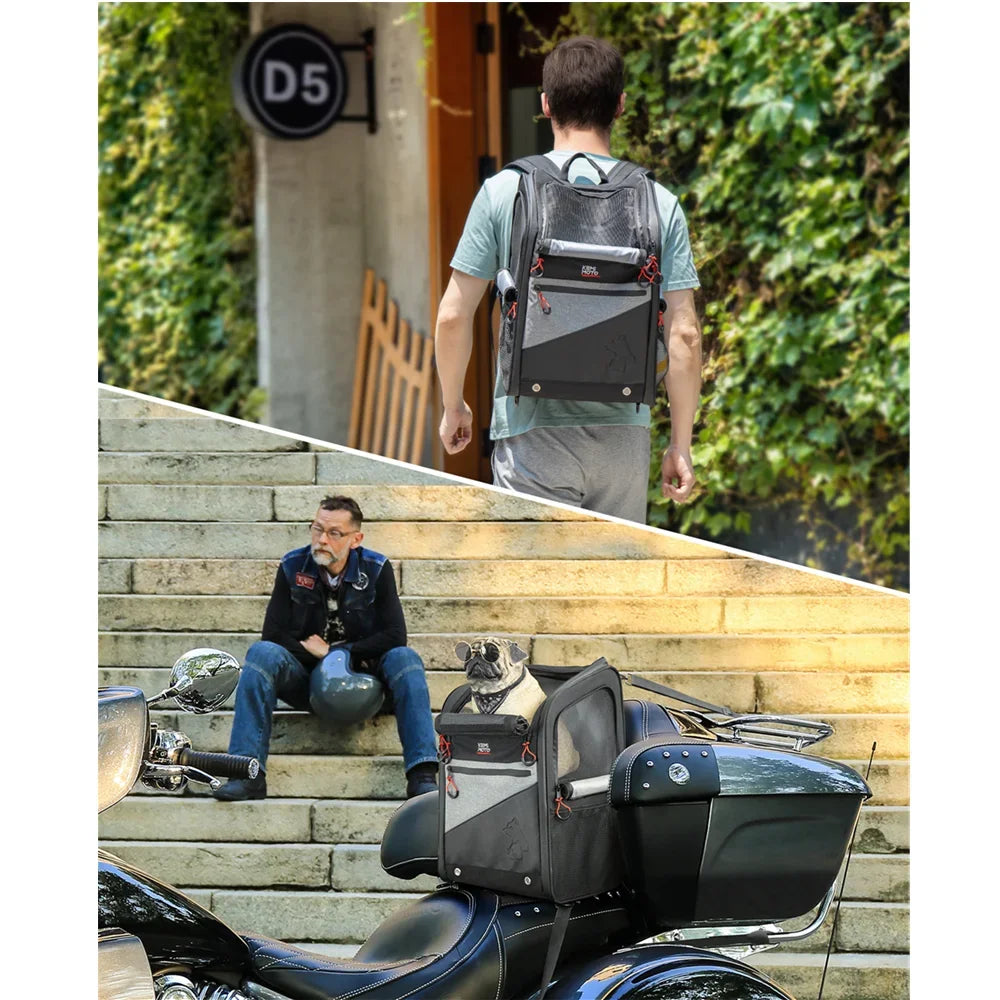 KEMITOUR Motorcycle Dog Cat Carrier Bag 20lbs Touring Backpack Motorcycle Pet Carrier Nixie