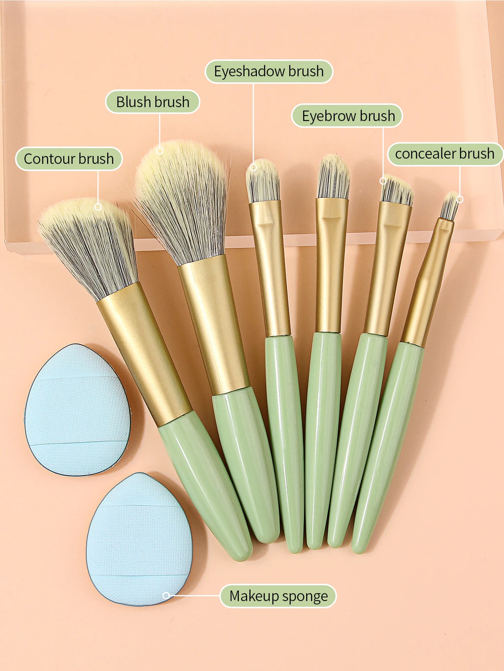 8-Piece Makeup Brush Kit – Soft Synthetic Brushes & Finger Puffs Makeup Brush Set Nixie