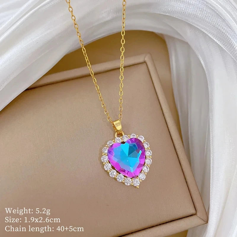 Heart Pendant Necklace – Gold Copper & Stainless Steel Choker Pendant Necklace Nixie XL2606-180