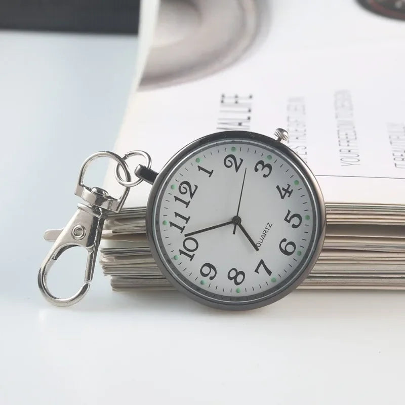 Mini Quartz Pocket Watch Keyring & Necklace Pendant – Unisex Pocket Watch Nixie Black