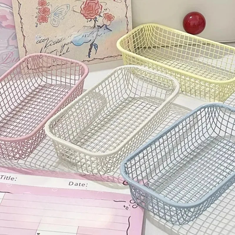 Wrought Iron Desktop Storage Basket – Ins Style Organizer Iron Storage Basket Nixie