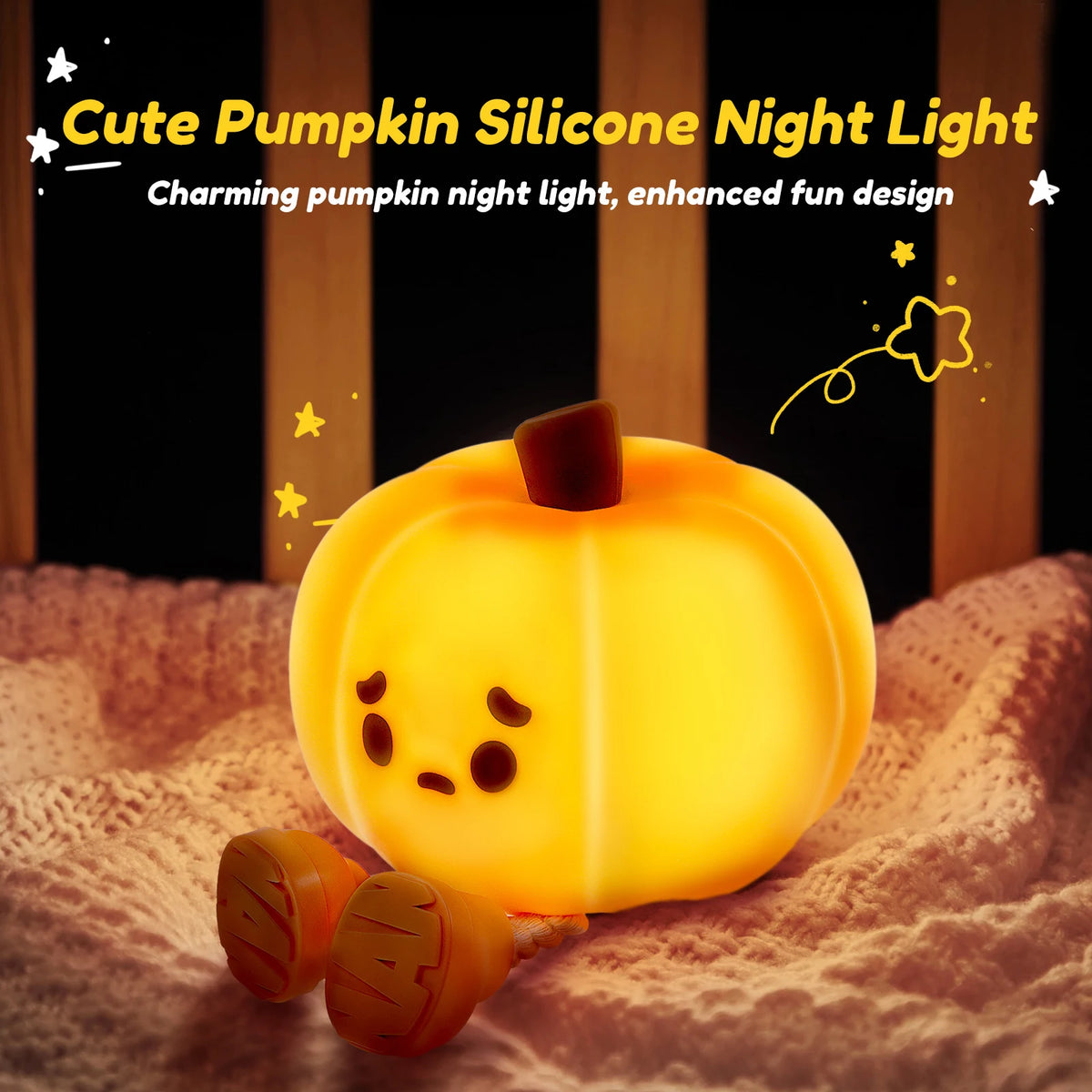 Pumpkin Silicone Night Light & Phone Stand – 3-in-1 LED Silicone Night Light Nixie