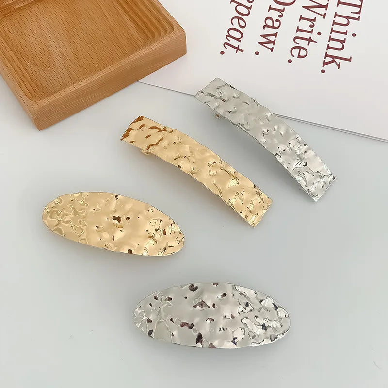 Metal Geometric Spring Hair Clip – Gold & Silver Plated Hair Clip Nixie