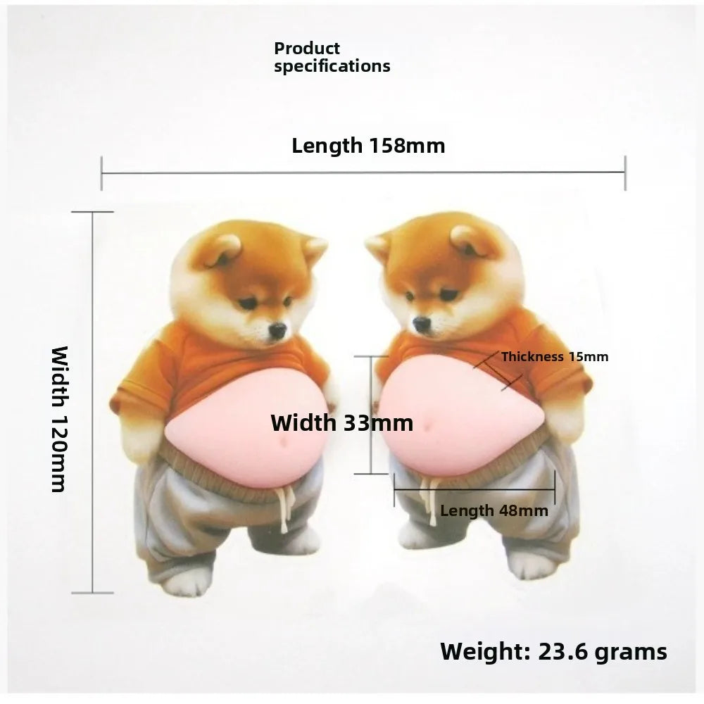 Chubby Shiba Inu 3D Squeezable Dog Belly Stickers 2/4 PCS 3D Novelty Stickers Nixie