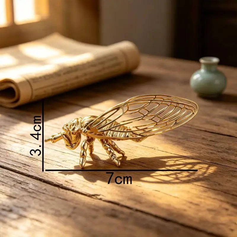 Retro Hollowed-Out Cicada Brass Figurine Insect Sculpture Ornament Decorative Figurine Nixie