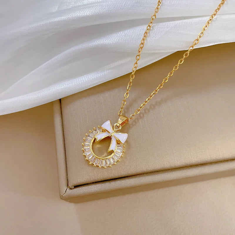 Butterfly Knot Pendant Necklace – Gold Stainless Steel Women Pendant Necklace Nixie