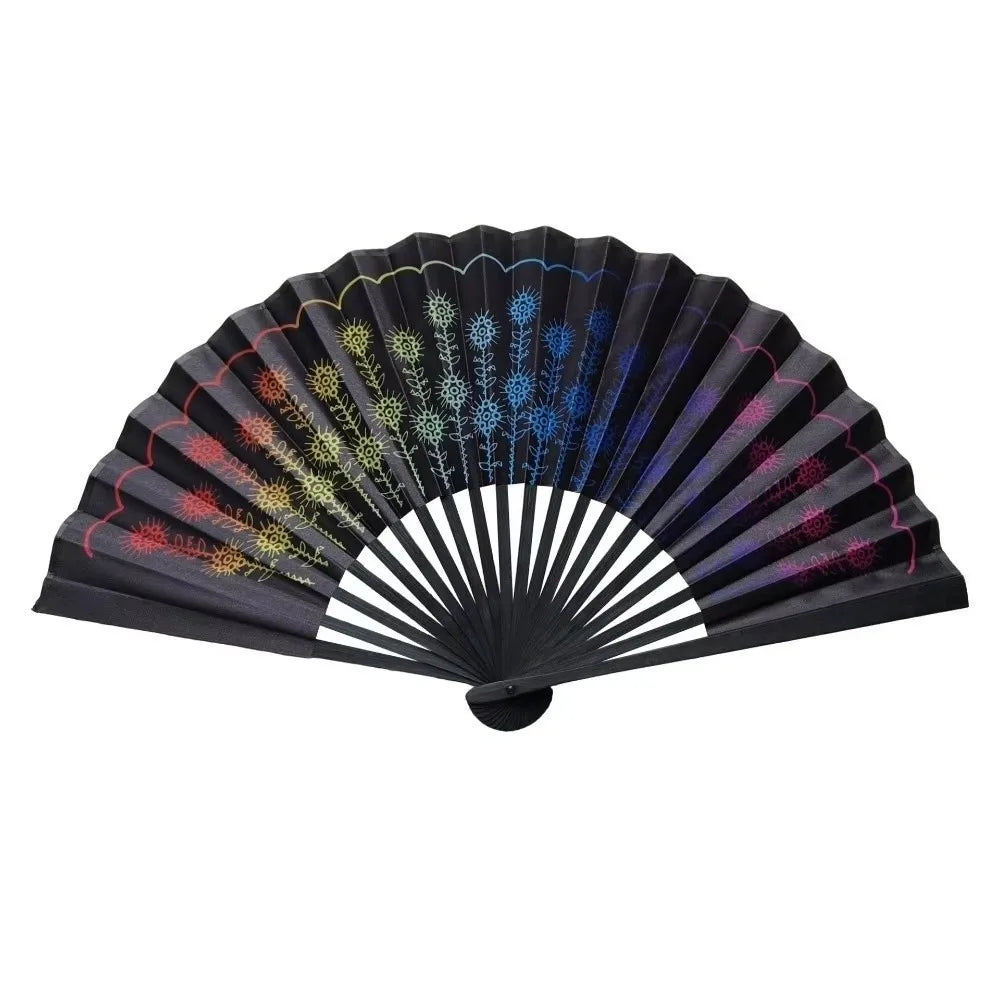 Gradient Folding Hand Fan 23cm | Reflective Leopard Rave Fan Folding Hand Fan Nixie Colorful