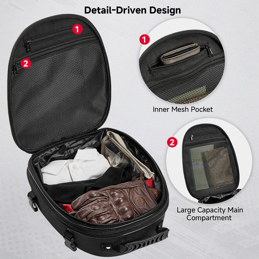 KEMITOUR EVA Motorcycle Tail Bag with Combination Lock Motorcycle Tail Bag Nixie