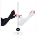 2-Pair UV Protection Ice Silk Arm Sleeves – Fingerless, Cooling UV Arm Sleeves Nixie Black white