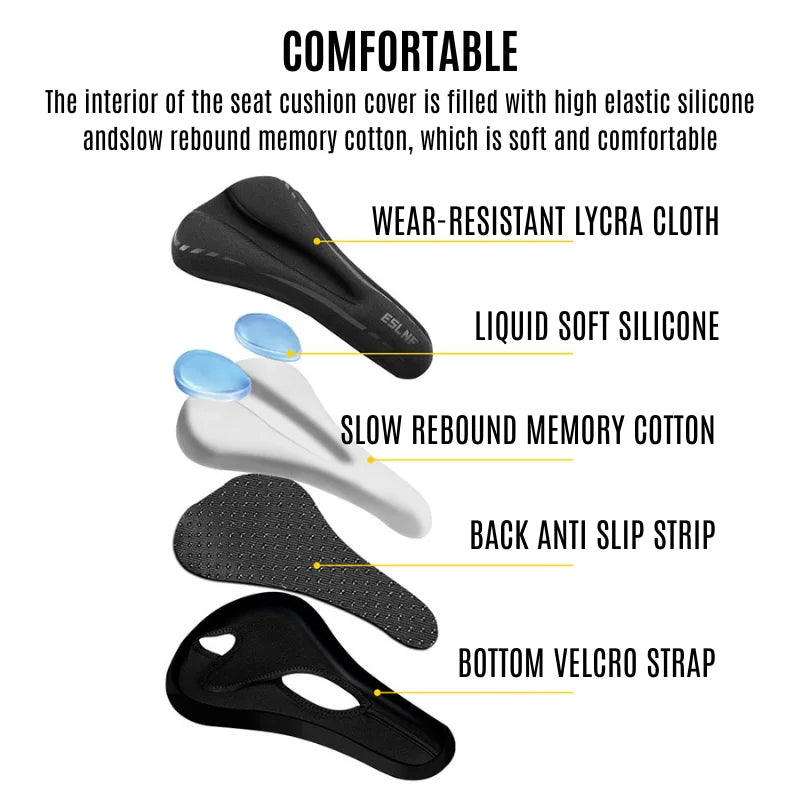 Silicone Gel Bike Seat Cover – Padded Anti-Slip Cushion Bike Seat Cover Nixie