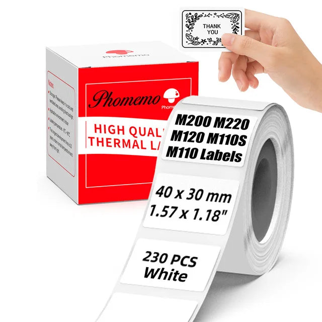 Phomemo M200 Color Labels 40x30mm 3 Rolls 690 Labels Pink/Khaki/Blue Label Printer Rolls Nixie Square 40x30