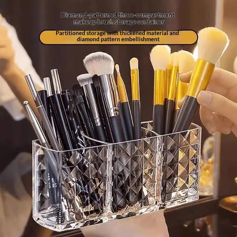 3-Slot Clear Makeup Brush Holder & Cosmetic Organizer Makeup Organizer Nixie one size