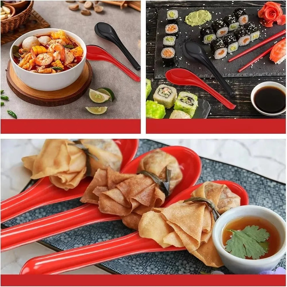Bicolor Plastic Soup Spoons – Heat-Resistant Long Handle Kitchen Soup Spoon Nixie