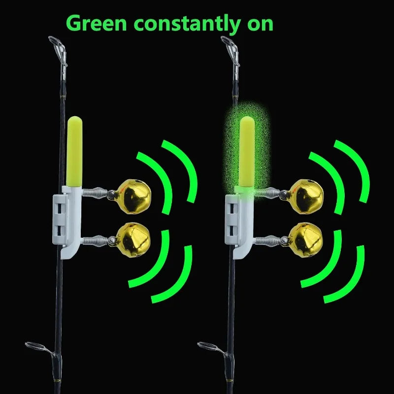 5Pcs LED Fishing Rod Tip Lights with Bells & CR425 Battery Fishing Rod Tip Light Nixie
