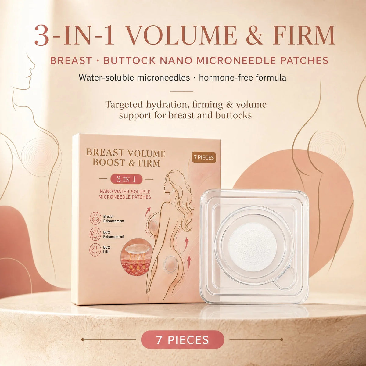 3-in-1 Bust & Hip Microneedle Patches – Hyaluronic Acid Collagen Body Microneedle Patches Nixie