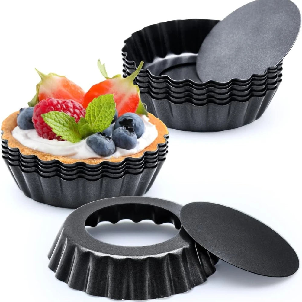 10Pcs Non-Stick Mini Tart Pans with Removable Bottom | FEB.WIND Baking Tart Molds Nixie