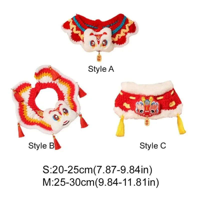 Lion Dance Cat Tie Collar – Chinese New Year Knit Pet Scarf Pet Collar Scarf Nixie