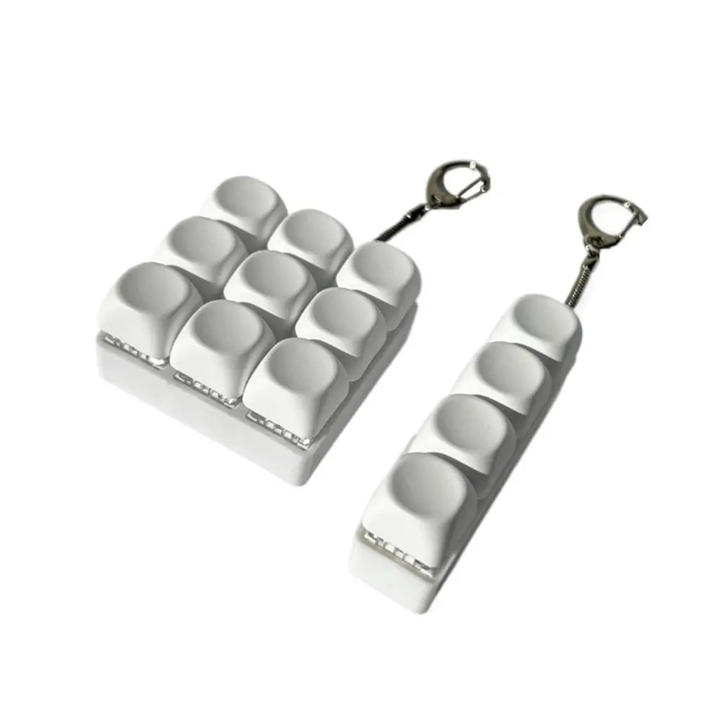 DIY Keyboard Keycap Fidget Keychain Clicker Toy – 4 or 9 Keys Fidget Keychain Toy Nixie