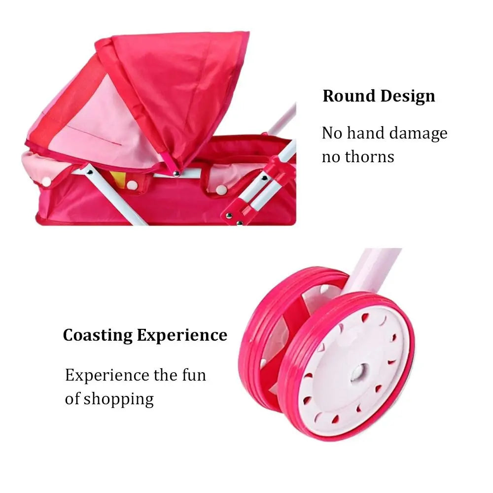 Doll Pram Baby Stroller Toy – Fits 35cm Dolls | Kids Role Play Doll Pram Toy Nixie