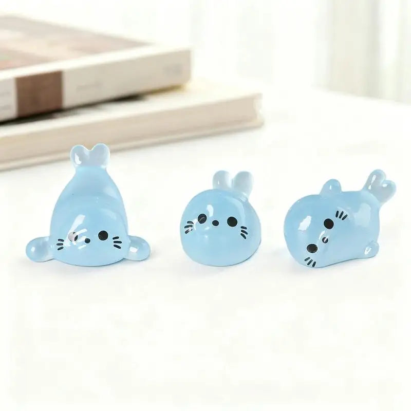 10 Pcs Glow in the Dark Mini Seal Resin Figurines for DIY Crafts Resin Craft Figurines Nixie