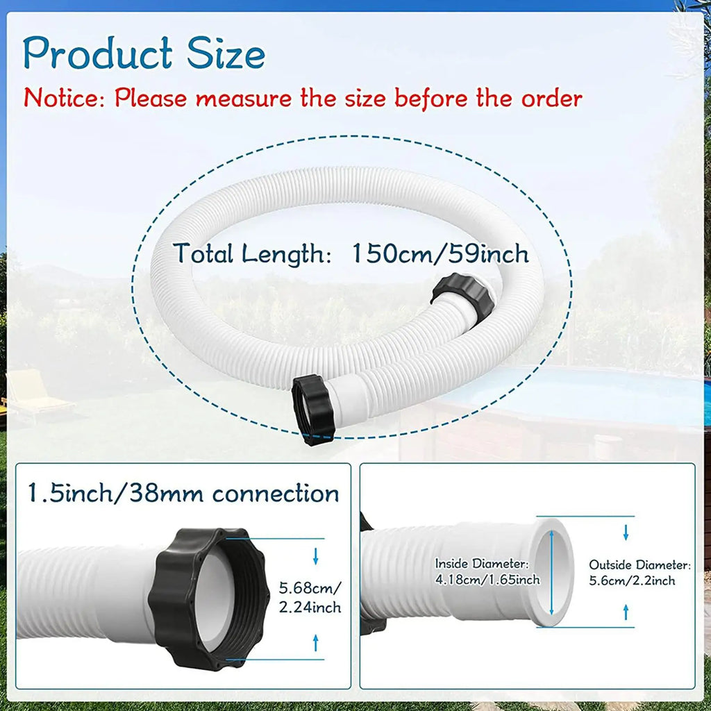 Pool Pump Filter Hose 59" Quick-Connect Sand Tank Replacement Pool Filter Hose Nixie