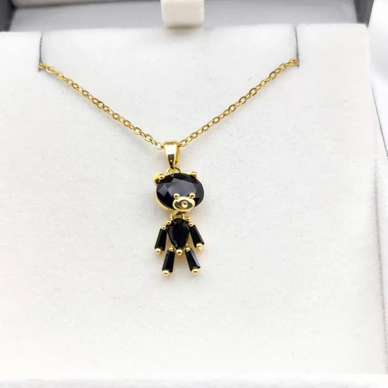 Rhinestone Bear Pendant Necklace – Copper Collarbone Chain Pendant Necklace Nixie XL1997-016