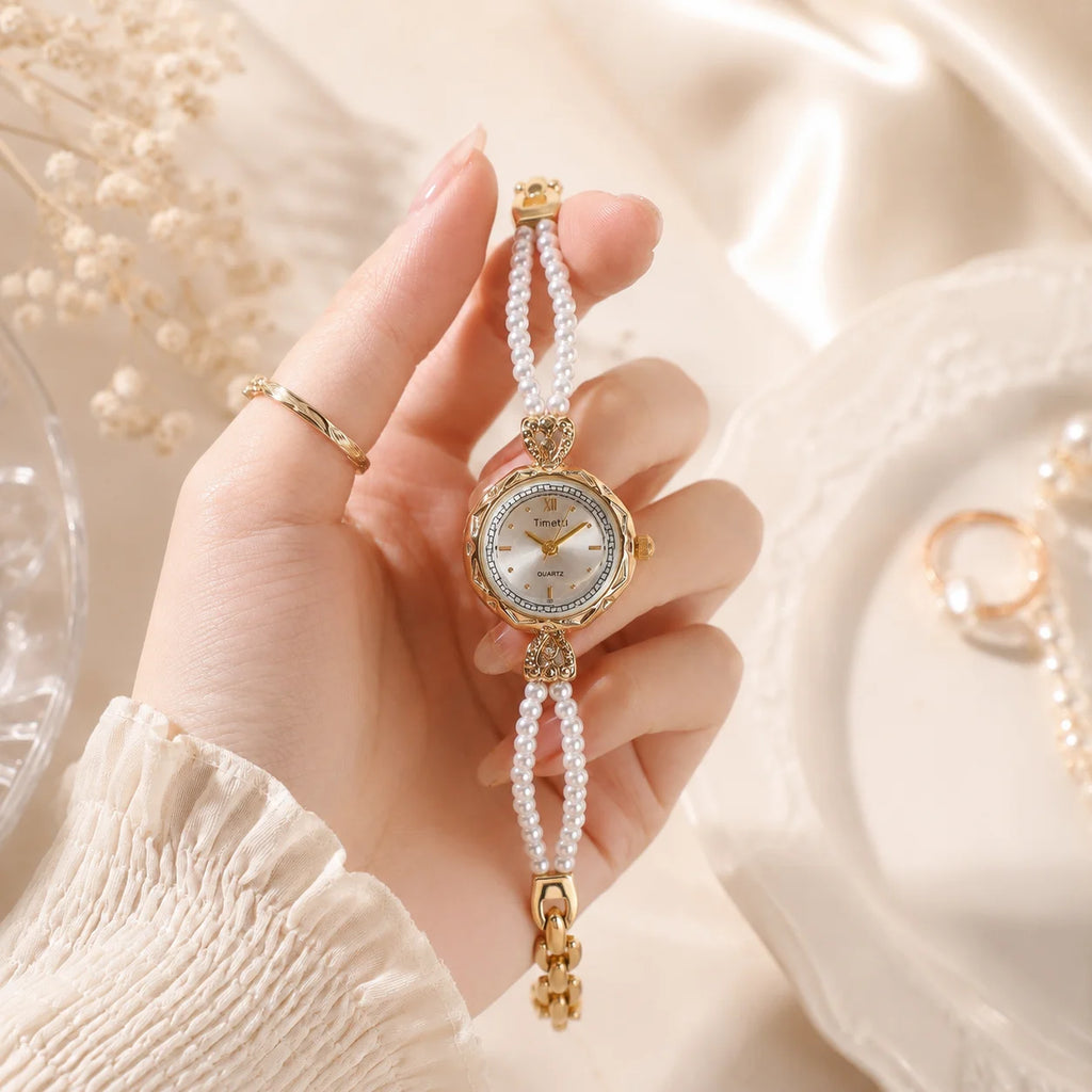 REBIRTH Pearl Bracelet Quartz Watch – Casual & Fashion Pearl Bracelet Watch Nixie
